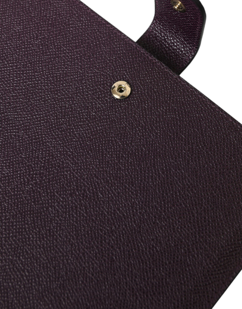 Dolce & Gabbana Dark Brown Leather Logo Plaque Tablet Case