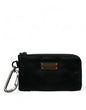 Dolce & Gabbana zwarte nylon logo plaque sleutelhanger clutch tas