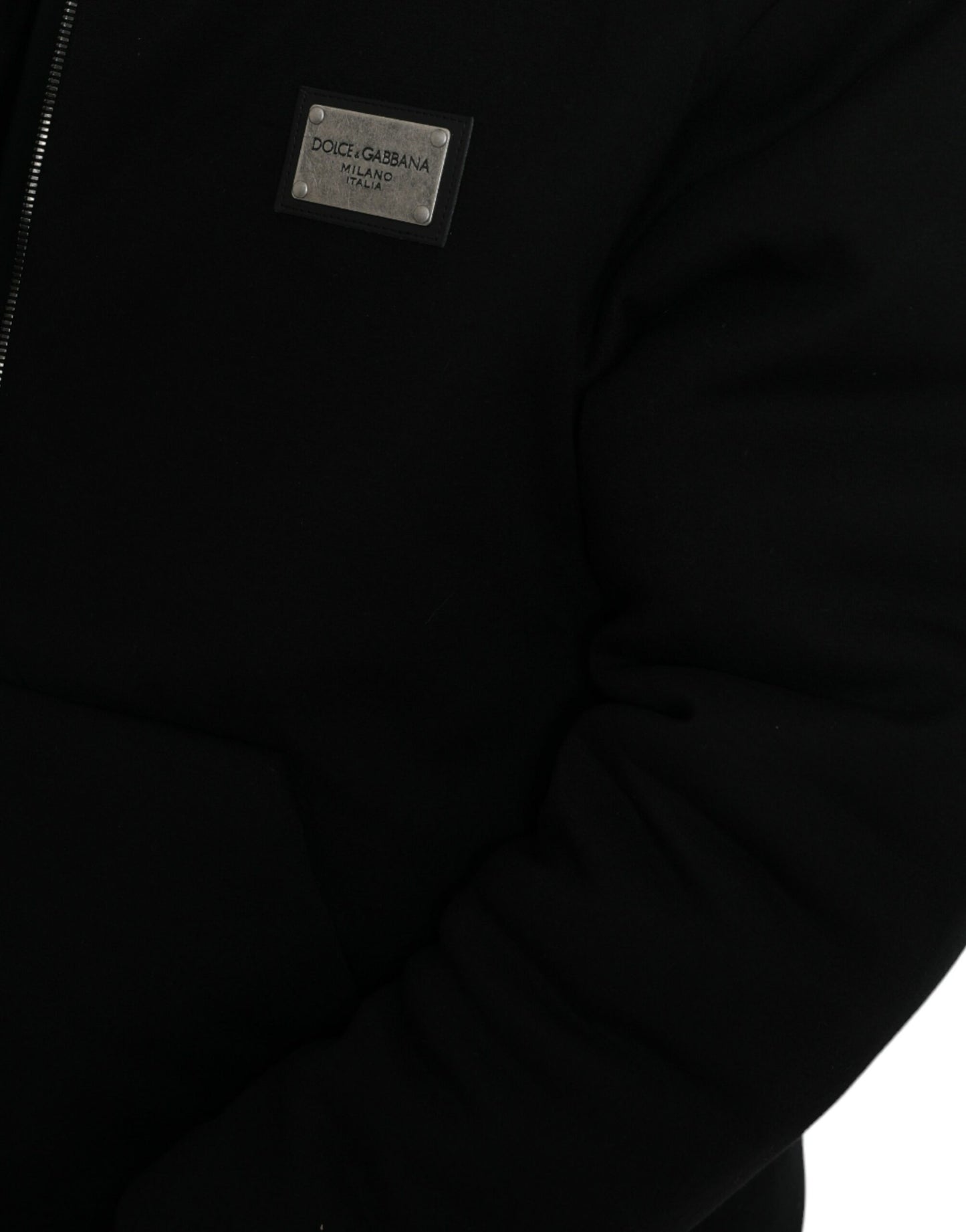 Dolce & Gabbana Zwarte Katoenen Bomberjas Met Capuchon en Logo