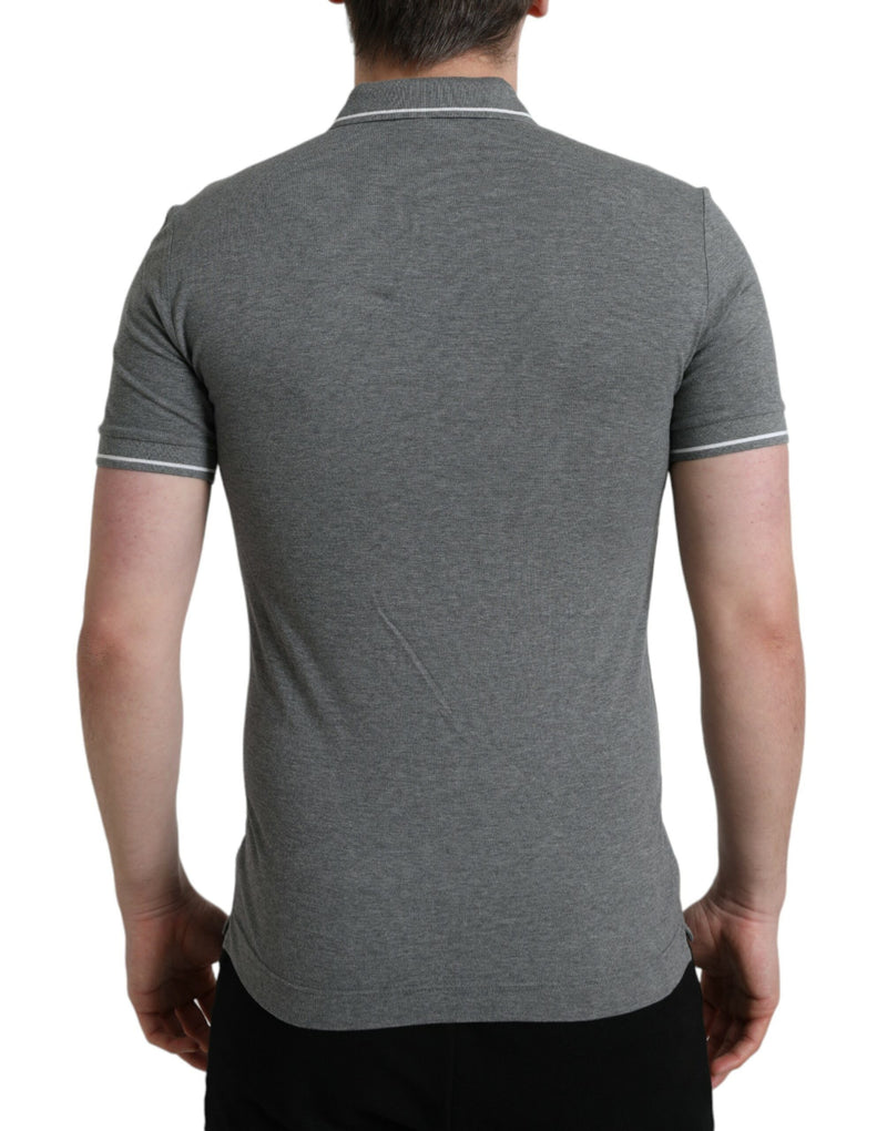 Dolce &amp; Gabbana grijs T-shirt met kraagje en korte mouwen met kroonmotief
