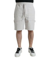 Shorts Bermuda en coton cordé beige avec logo de Dolce &amp; Gabbana