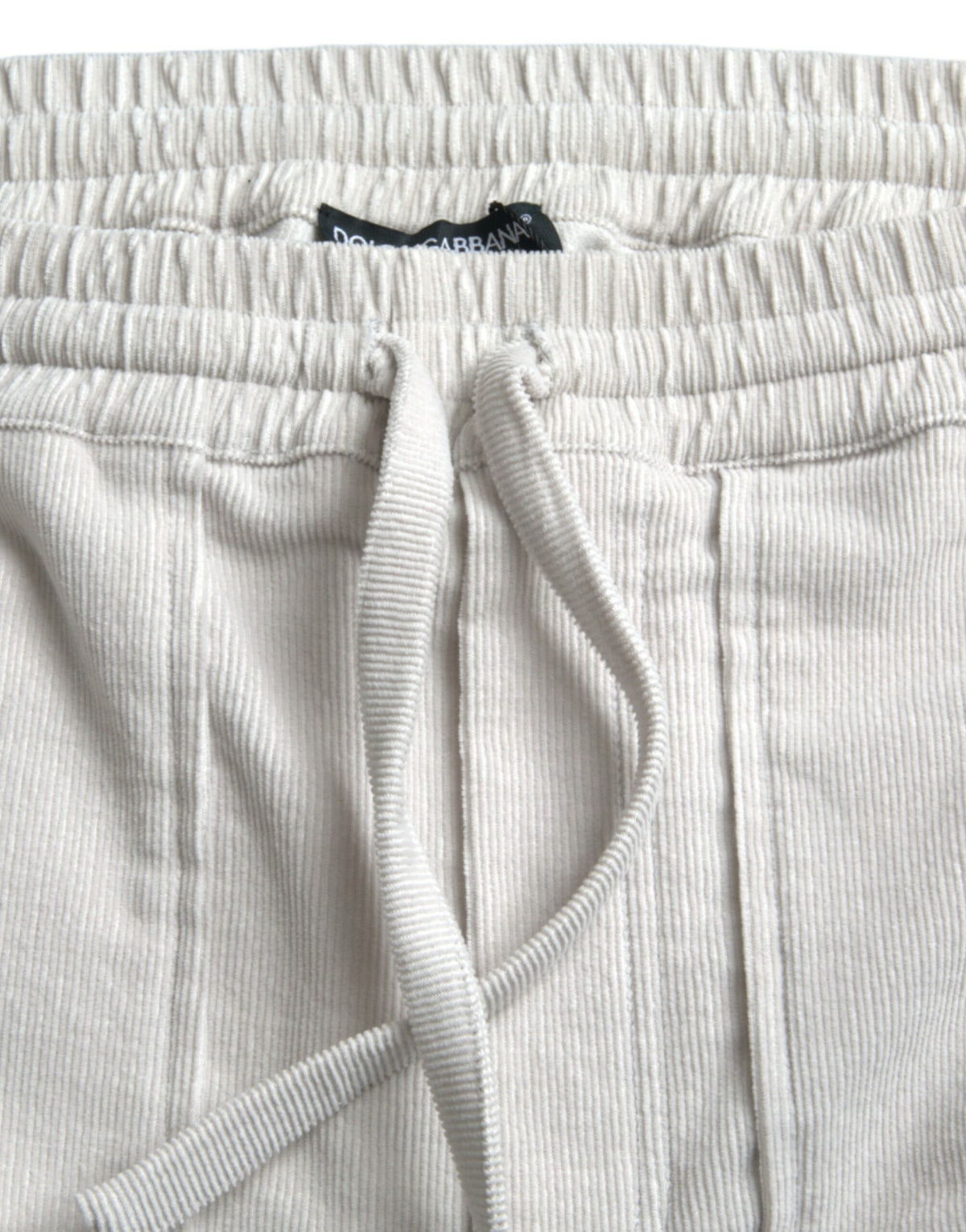Shorts Bermuda en coton cordé beige avec logo de Dolce &amp; Gabbana