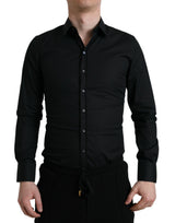 Chemise habillée slim en coton extensible noir de Dolce &amp; Gabbana