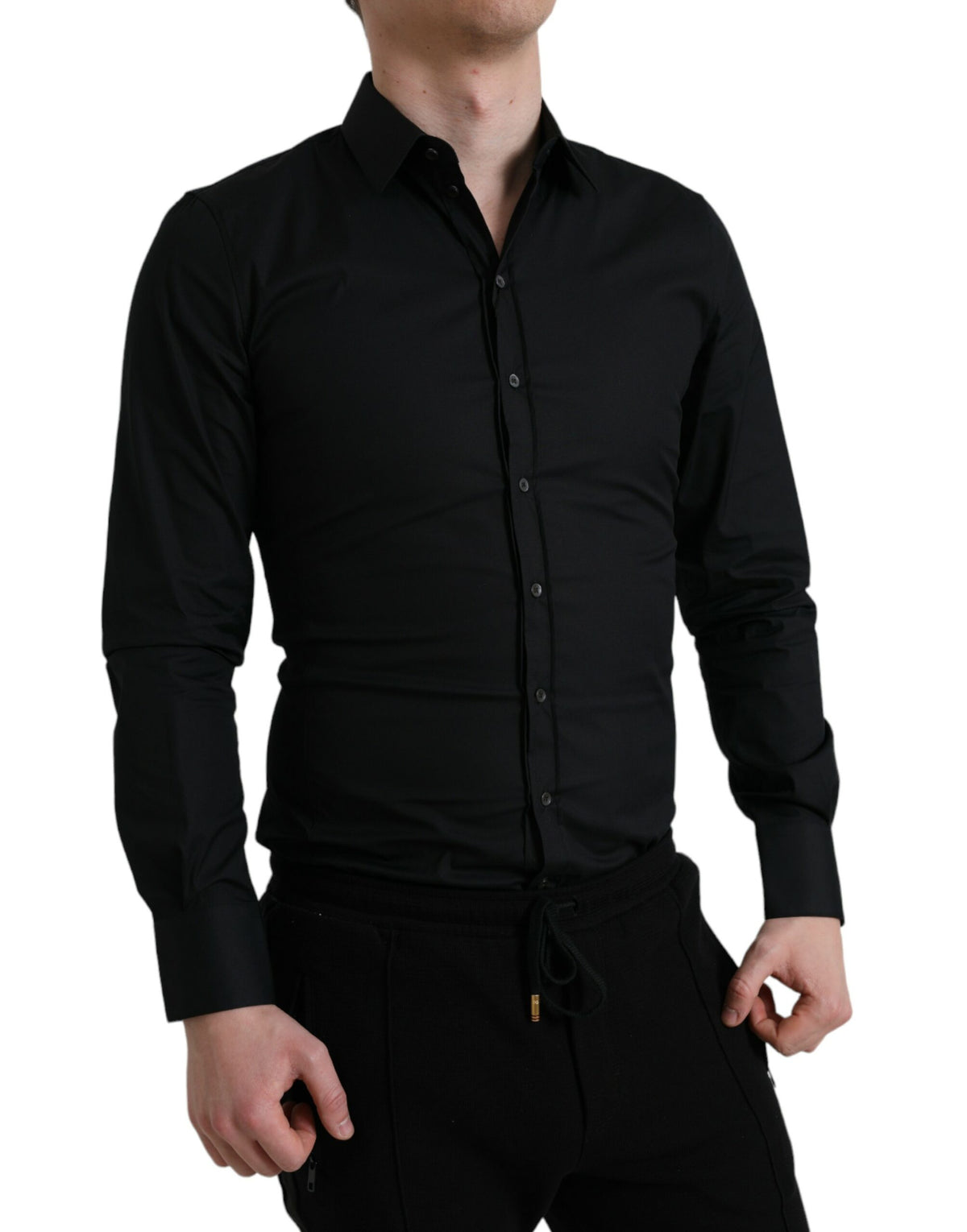 Chemise habillée slim en coton extensible noir de Dolce &amp; Gabbana