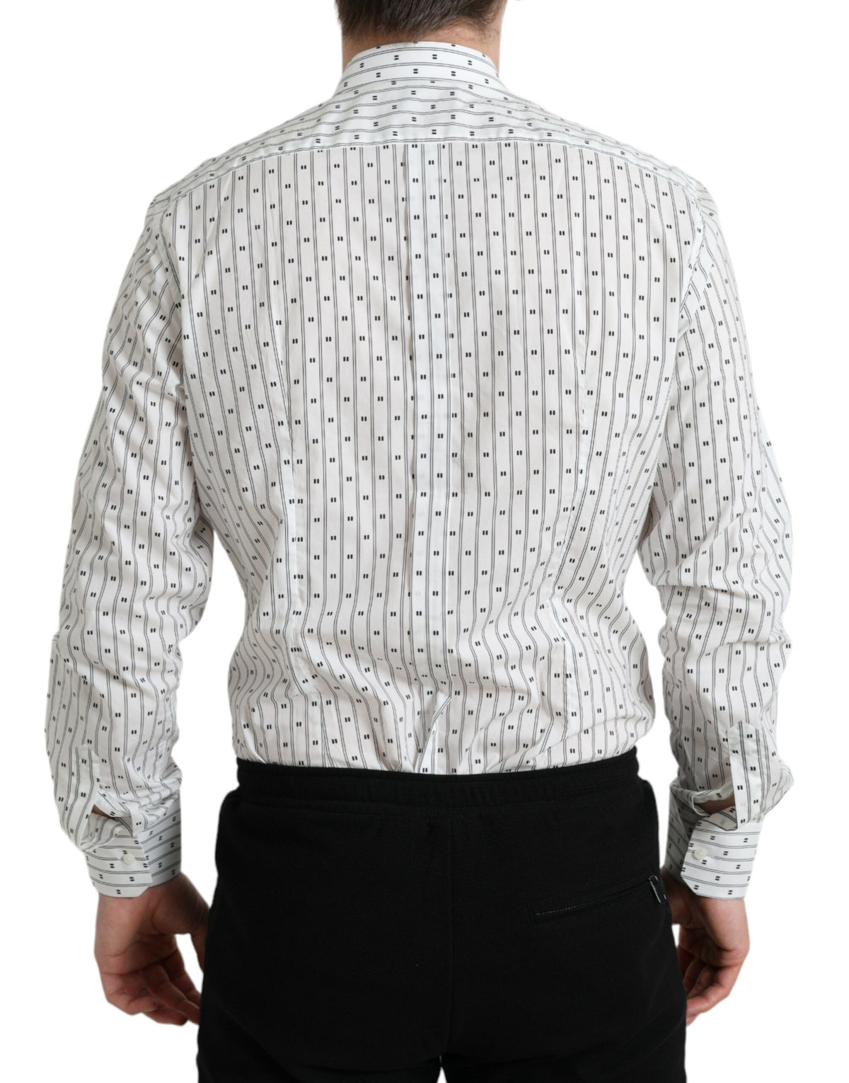 Chemise habillée formelle pour homme, blanche à motifs, dorée, Dolce &amp; Gabbana.