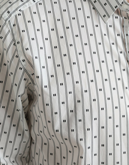 Chemise habillée formelle pour homme, blanche à motifs, dorée, Dolce &amp; Gabbana.