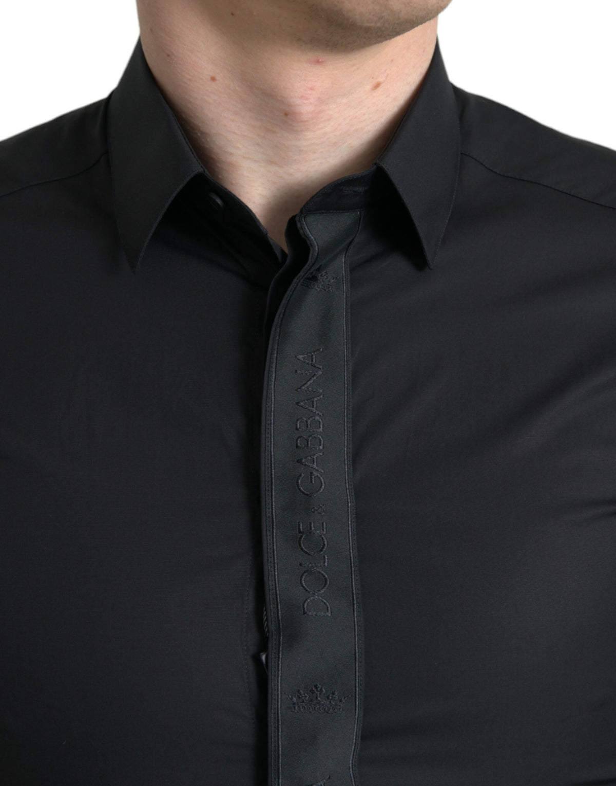 Chemise habillée dorée à logo Dolce &amp; Gabbana en coton noir