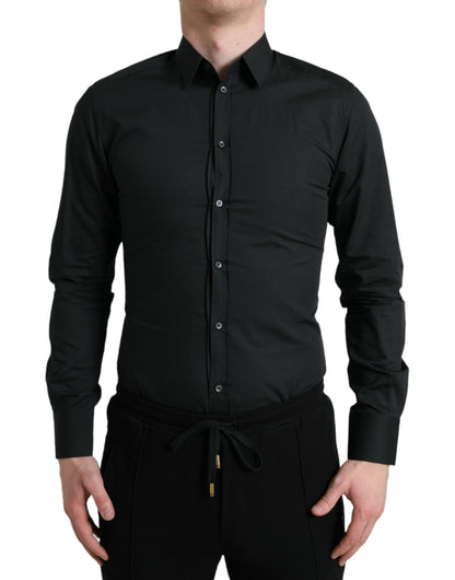 Chemise habillée dorée en coton et soie noire de Dolce &amp; Gabbana