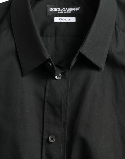 Chemise habillée dorée en coton et soie noire de Dolce &amp; Gabbana