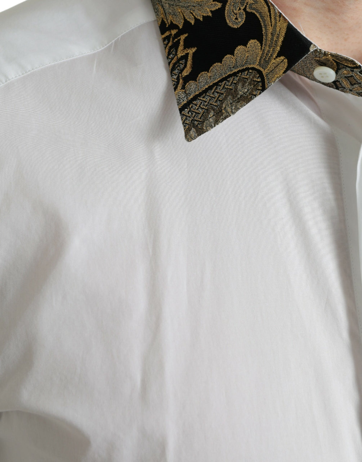 Chemise de cérémonie en coton jacquard blanc doré de Dolce &amp; Gabbana