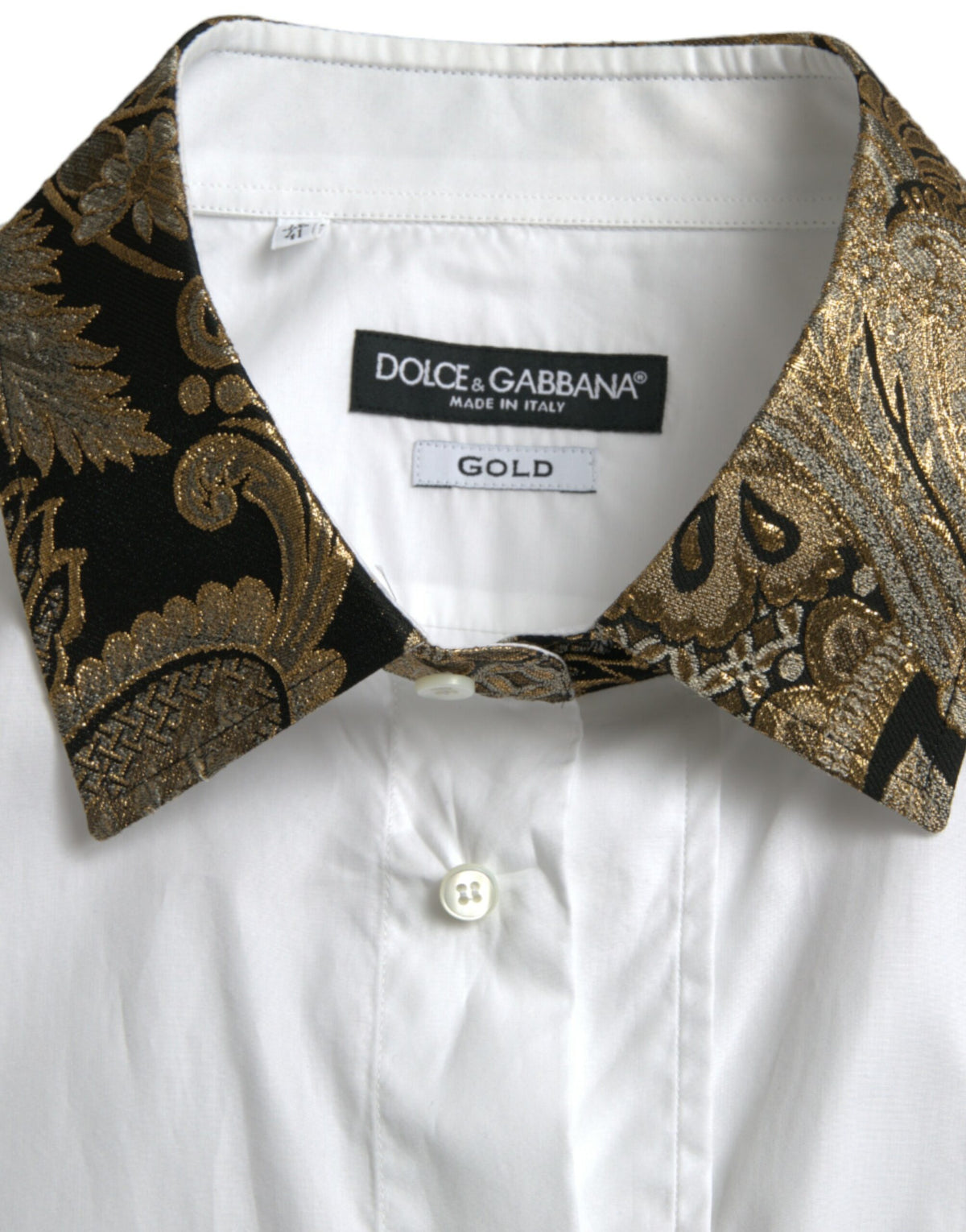 Chemise de cérémonie en coton jacquard blanc doré de Dolce &amp; Gabbana