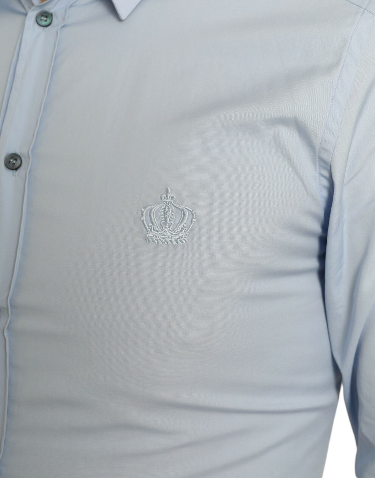 Chemise habillée homme en coton bleu ciel Dolce &amp; Gabbana, col doré.
