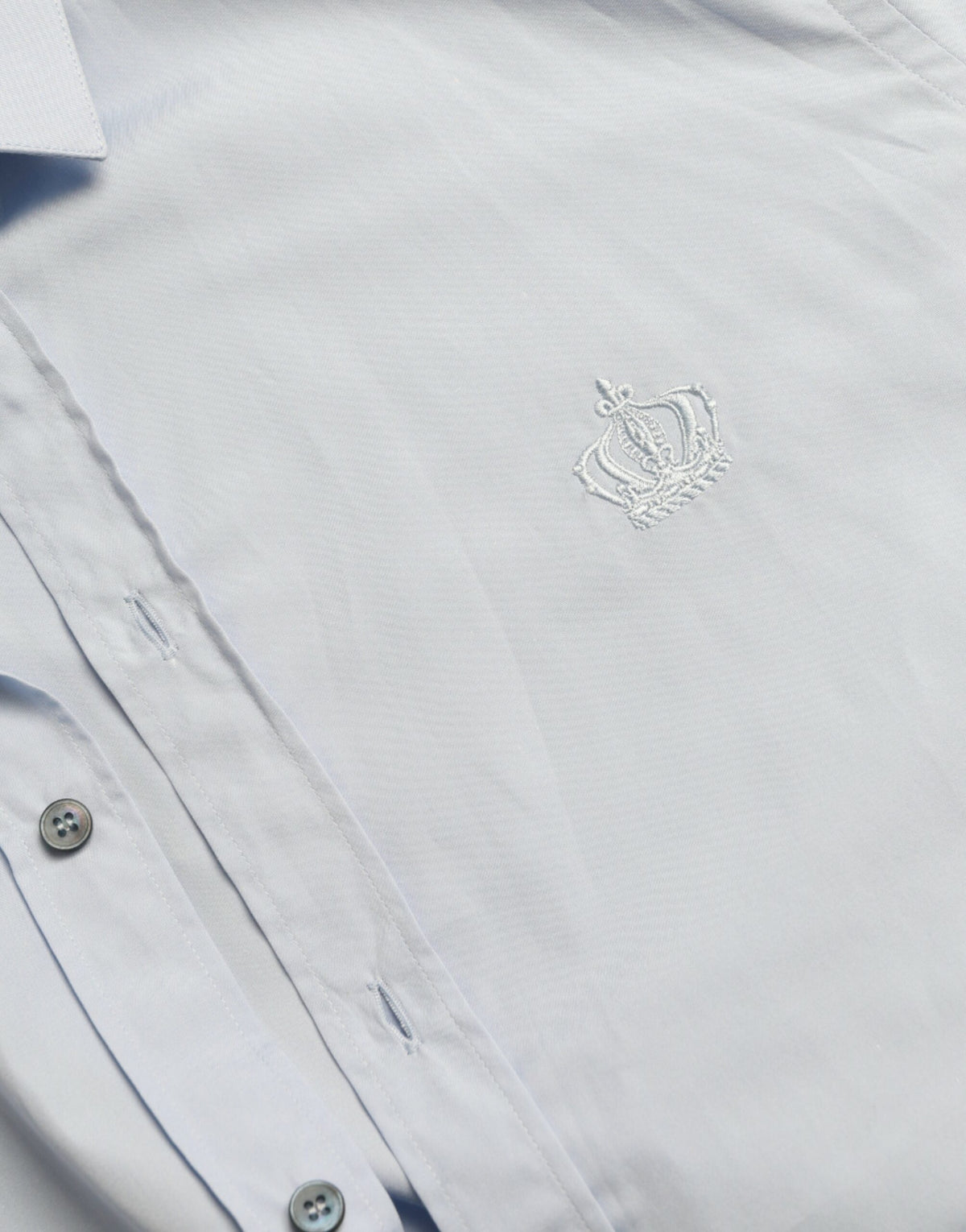 Chemise habillée homme en coton bleu ciel Dolce &amp; Gabbana, col doré.