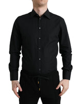 Chemise habillée homme en coton noir, marque Dolce &amp; Gabbana, couleur or.