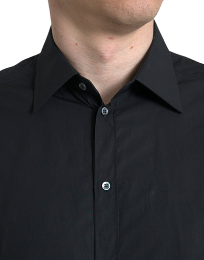Chemise habillée homme en coton noir, marque Dolce &amp; Gabbana, couleur or.