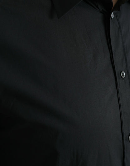 Chemise habillée homme en coton noir, marque Dolce &amp; Gabbana, couleur or.