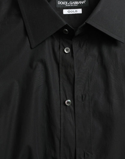 Chemise habillée homme en coton noir, marque Dolce &amp; Gabbana, couleur or.