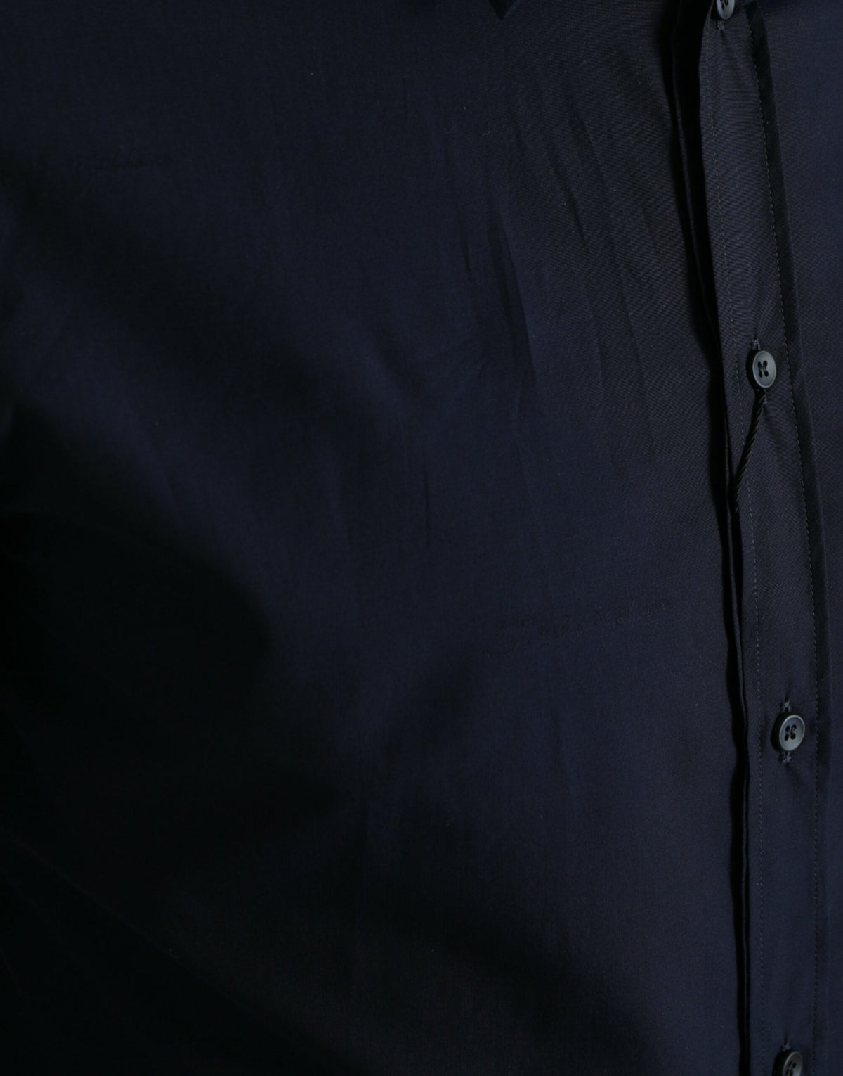 Chemise habillée formelle à manches longues, bleu marine, coupe ajustée, dorée, Dolce &amp; Gabbana.
