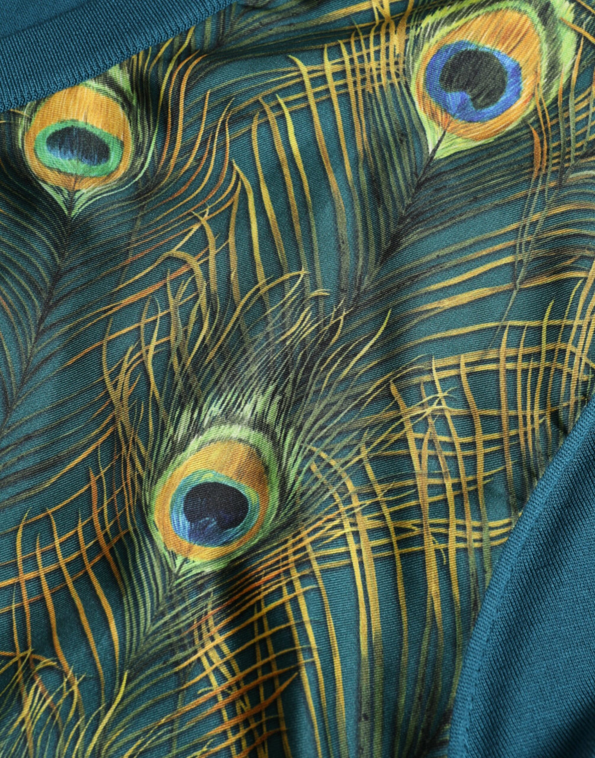 Pull en laine à motif plumes de paon vert de Dolce &amp; Gabbana