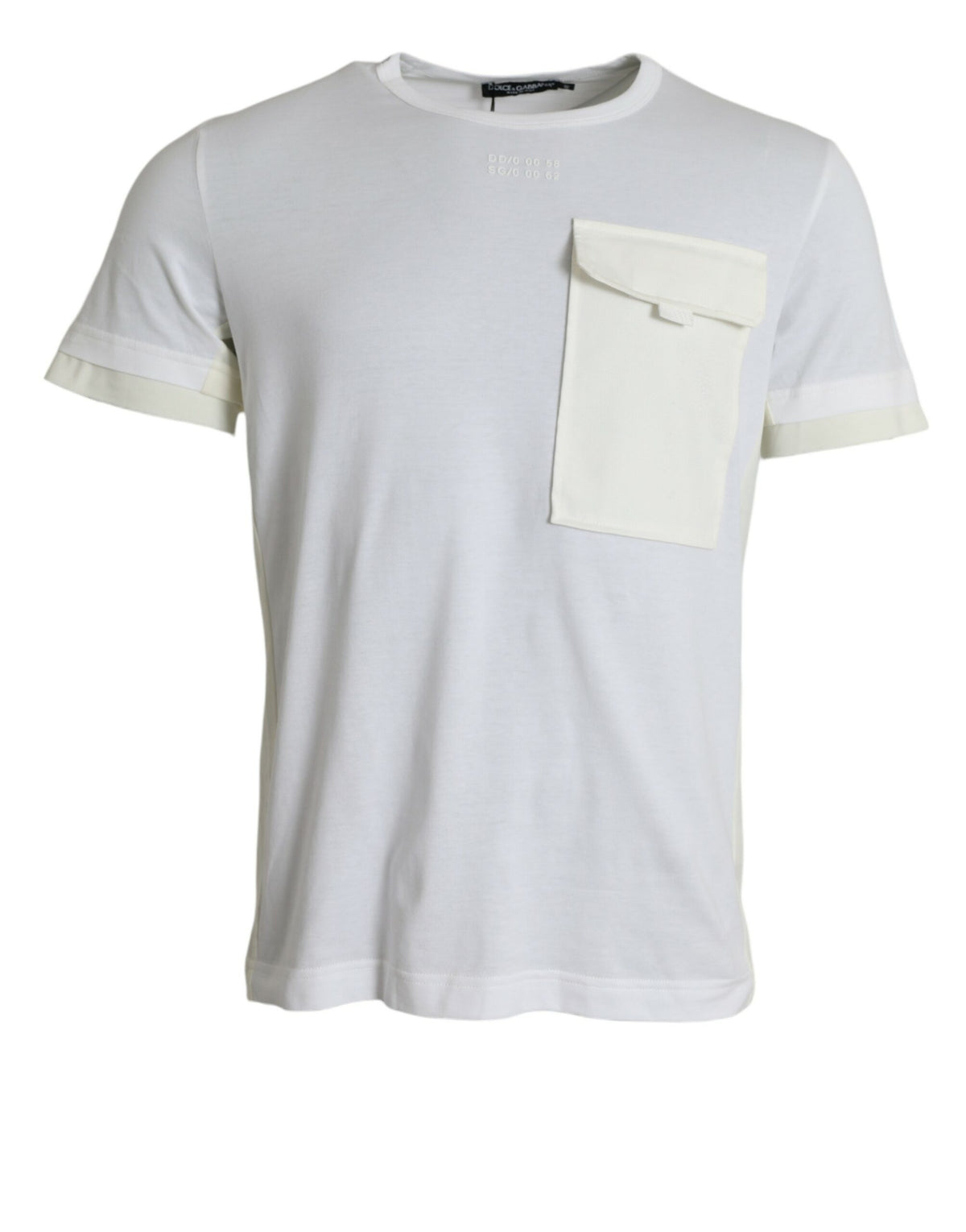 T-shirt blanc en coton à manches courtes avec poches de Dolce &amp; Gabbana