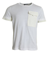 T-shirt blanc en coton à manches courtes avec poches de Dolce &amp; Gabbana