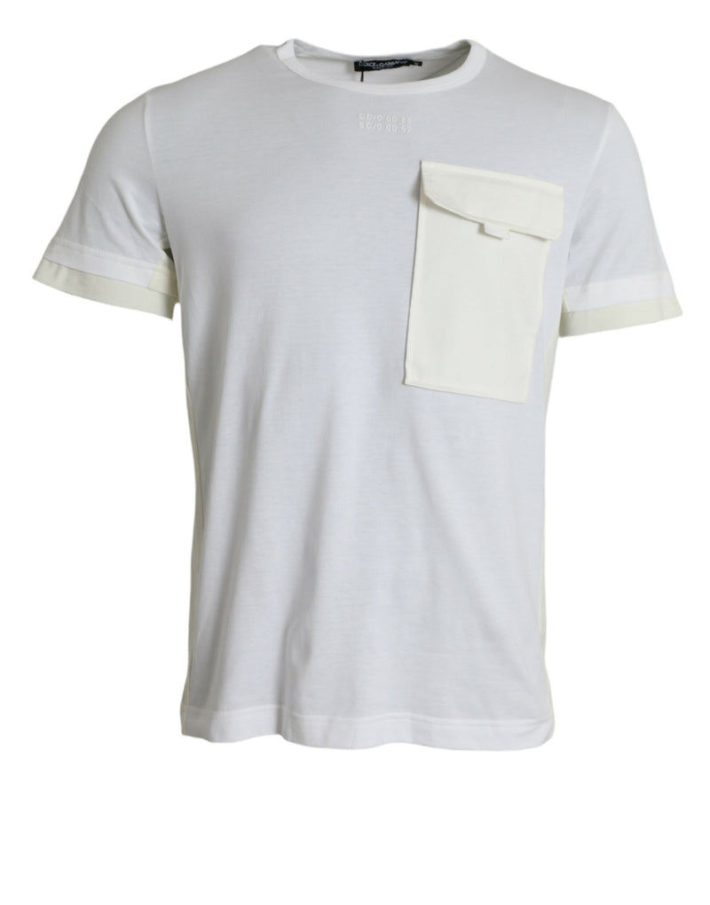 T-shirt blanc en coton à manches courtes avec poches de Dolce &amp; Gabbana