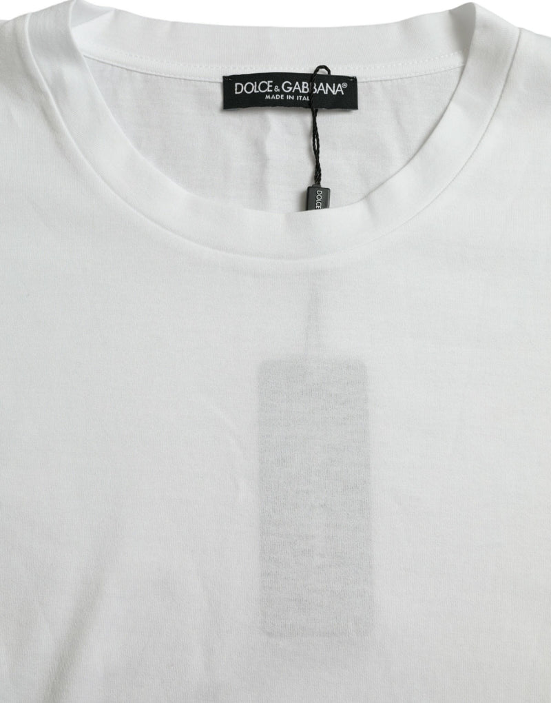 T-shirt blanc en coton à manches courtes et col rond de Dolce &amp; Gabbana
