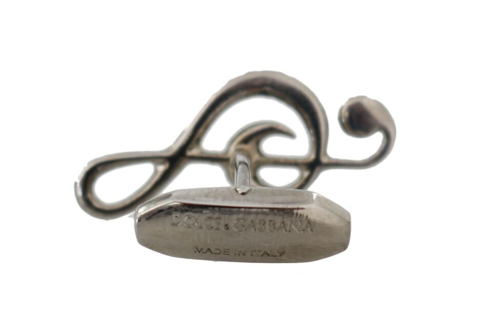 Dolce & Gabbana Zilveren Messing Trilsleutel Kristal Manchetknopen