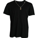 T-shirt à manches courtes noir avec chaîne argentée de Dolce &amp; Gabbana