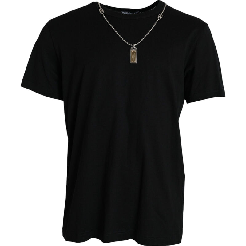 T-shirt à manches courtes noir avec chaîne argentée de Dolce &amp; Gabbana