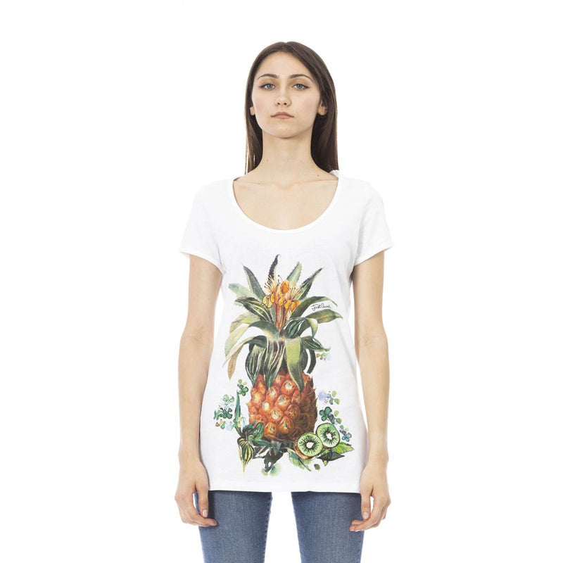 Just Cavalli T-Shirt Femme en Coton Blanc - Élégance Contemporaine