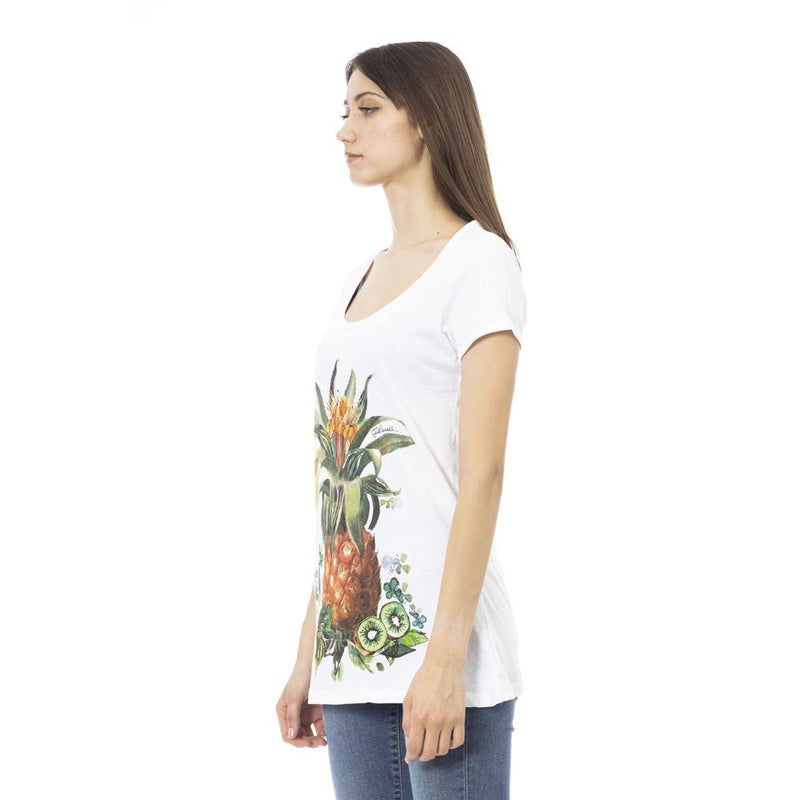 Just Cavalli T-Shirt Femme en Coton Blanc - Élégance Contemporaine