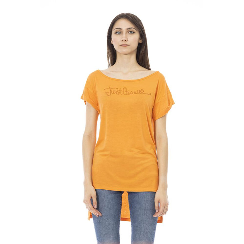 Just Cavalli T-Shirt Femme Orange en Coton - Audacieuse et Élégante