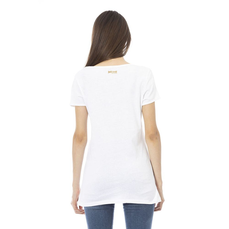 Just Cavalli T-Shirt Femme en Coton Blanc - Élégance Contemporaine