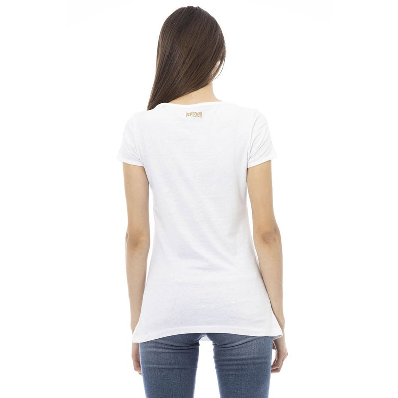 Just Cavalli T-Shirt Femme en Coton Blanc - Chic et Stylé
