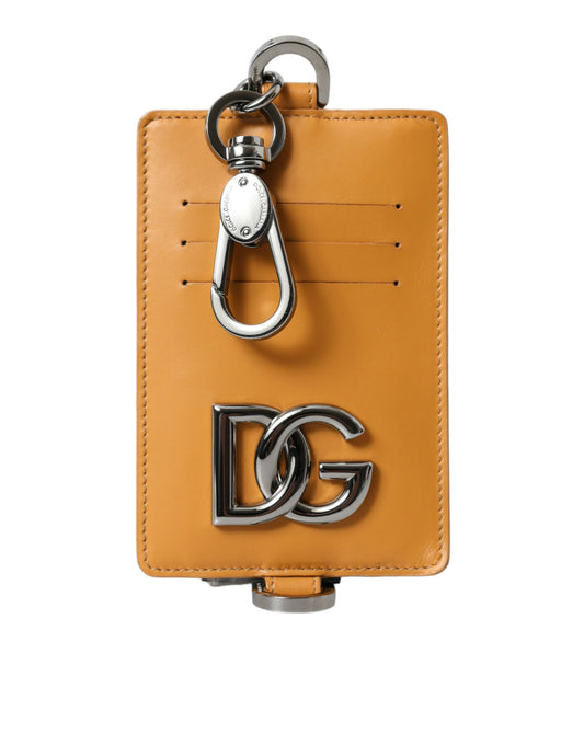Dolce & Gabbana Oranje Kalfsleren Creditcardhouder Clip-On Portemonnee
