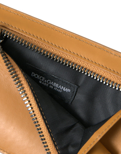 Portefeuille à clip Dolce & Gabbana en cuir de veau orange