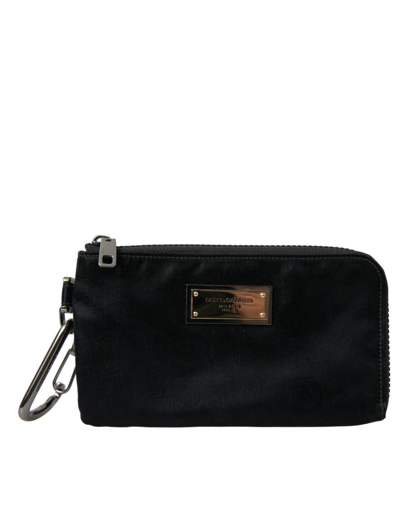 Pochette porte-clés Dolce & Gabbana en nylon noir avec logo
