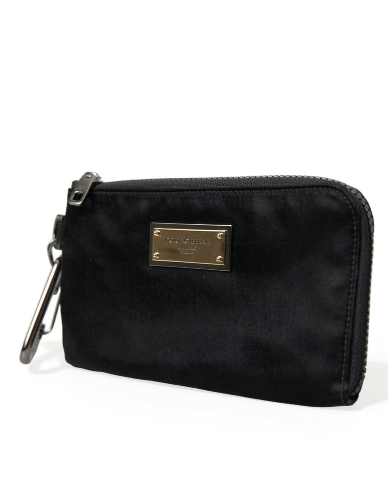 Pochette porte-clés Dolce & Gabbana en nylon noir avec logo