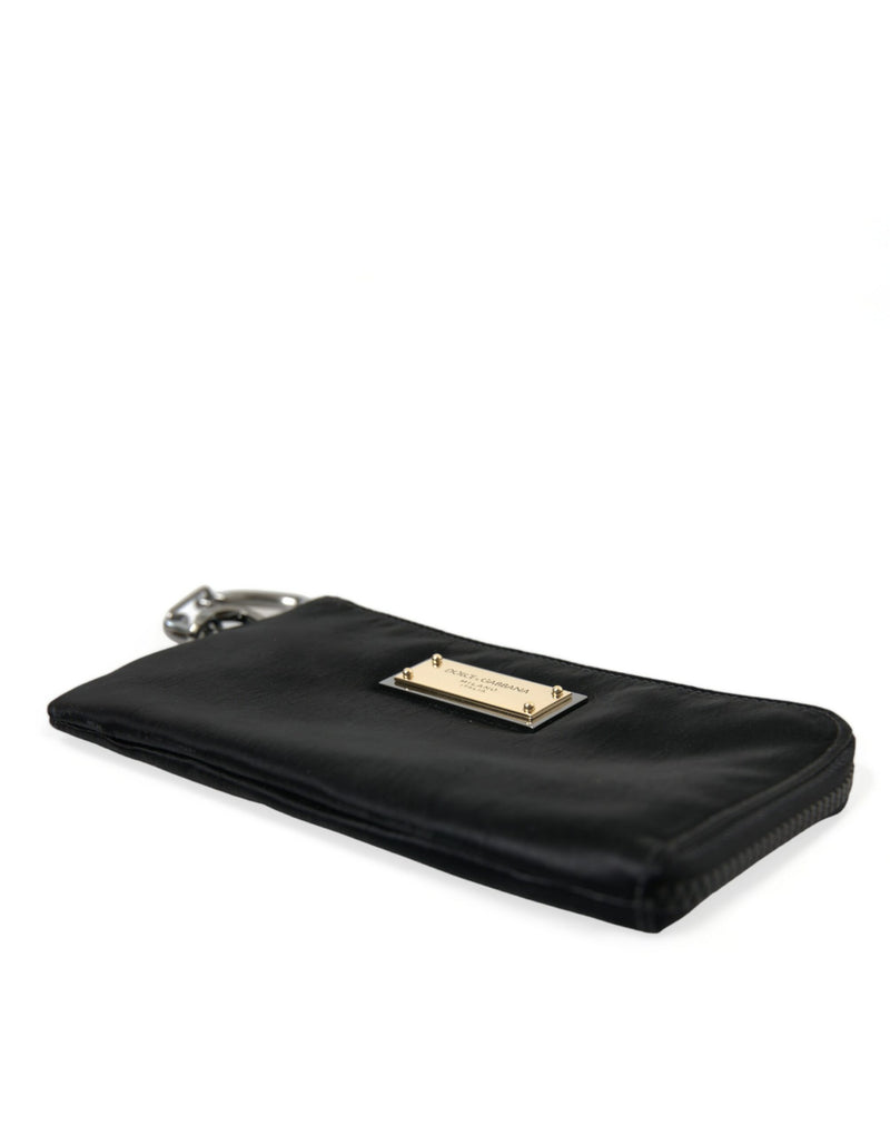Pochette porte-clés Dolce & Gabbana en nylon noir avec logo