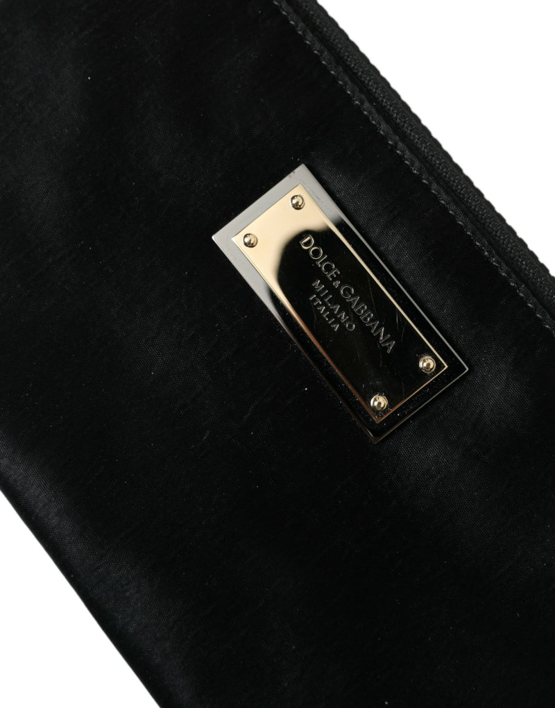 Pochette porte-clés Dolce & Gabbana en nylon noir avec logo