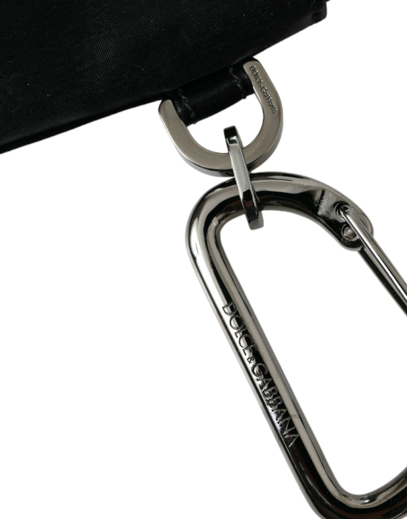 Pochette porte-clés Dolce & Gabbana en nylon noir avec logo