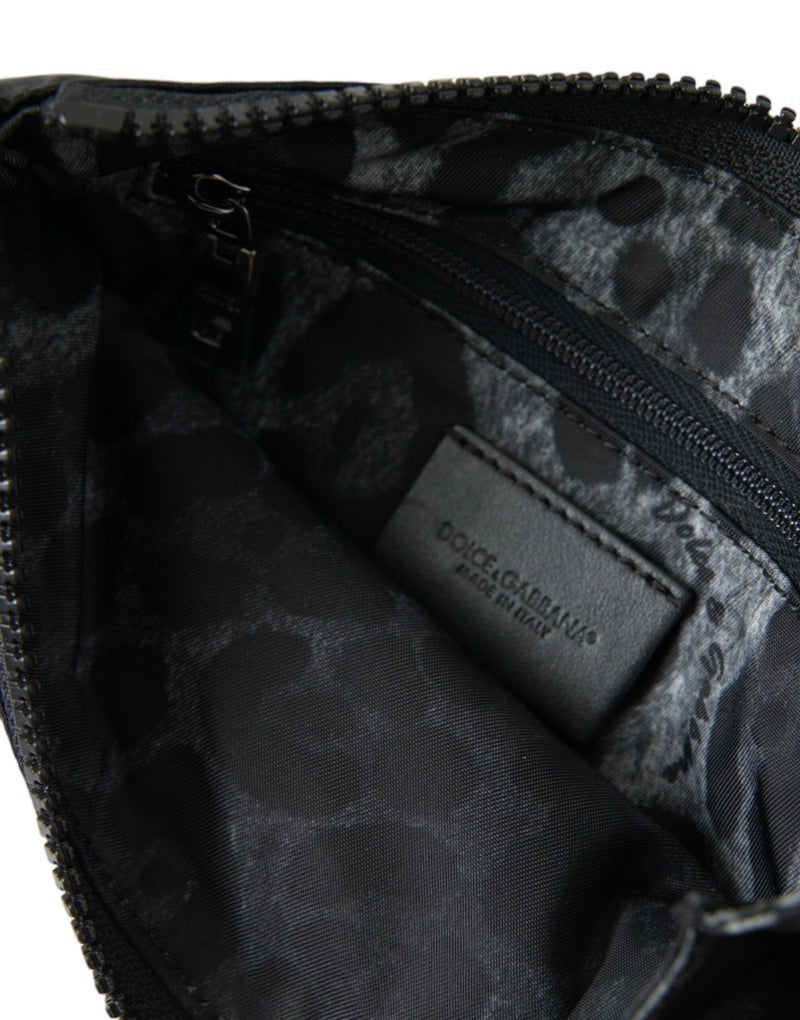 Pochette porte-clés Dolce & Gabbana en nylon noir avec logo