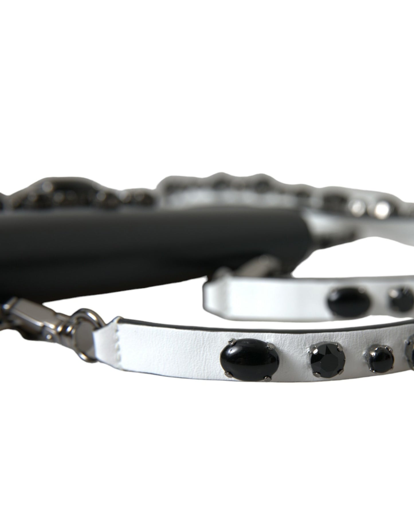 Dolce & Gabbana zwart-wit leren kaarthouder portemonnee met kristallen