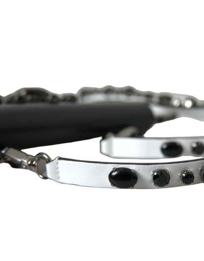 Dolce & Gabbana zwart-wit leren kaarthouder portemonnee met kristallen