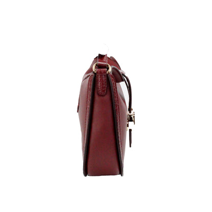 Michael Kors Gabby Kleine Donkerrode Lederen Hobo Crossbody Tas met Opvouwbare Sluiting