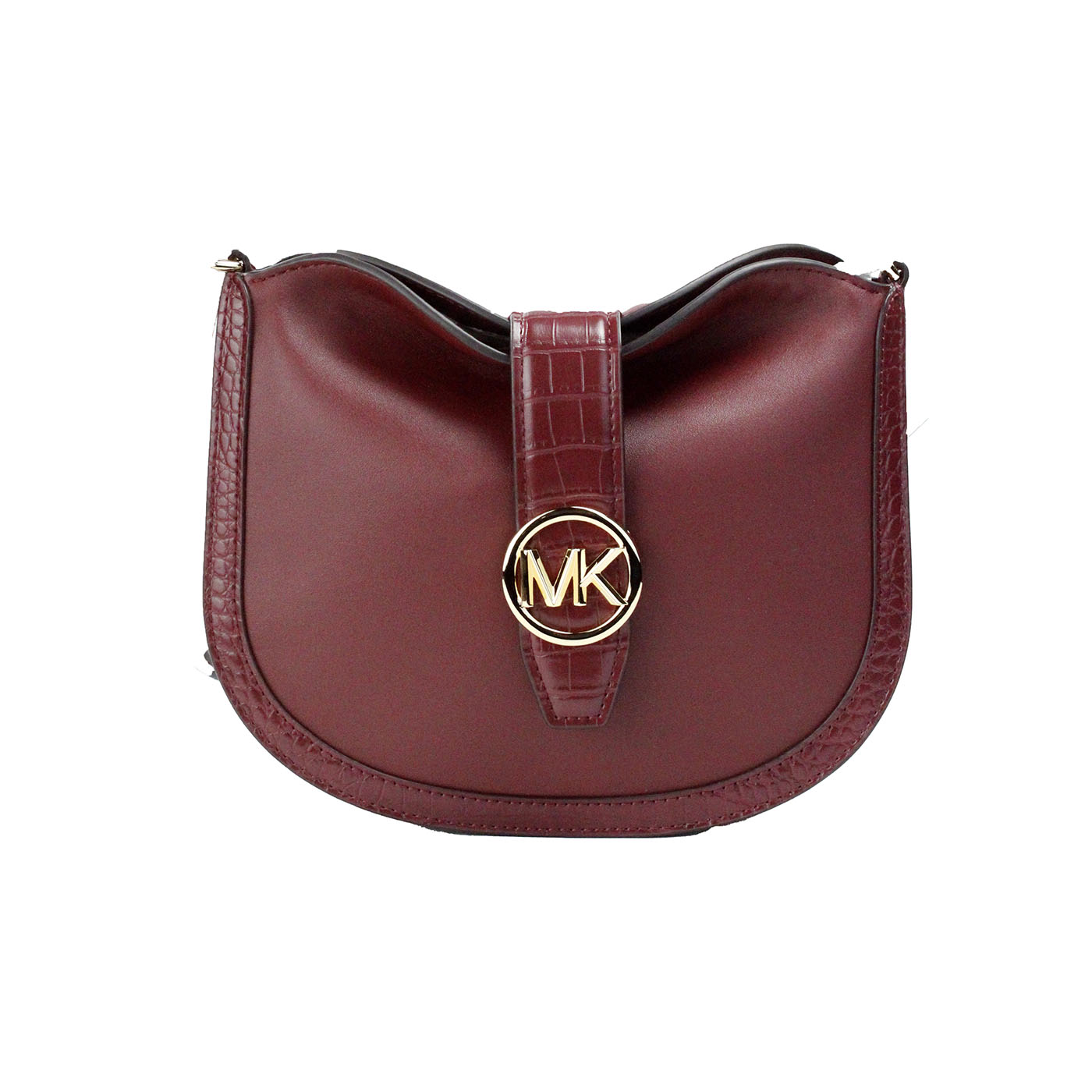Michael Kors Gabby Kleine Donkerrode Lederen Hobo Crossbody Tas met Opvouwbare Sluiting