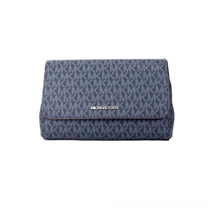 Michael Kors Jet Set Medium Navy Blue PVC Convertible Pouchette Crossbody Tas
