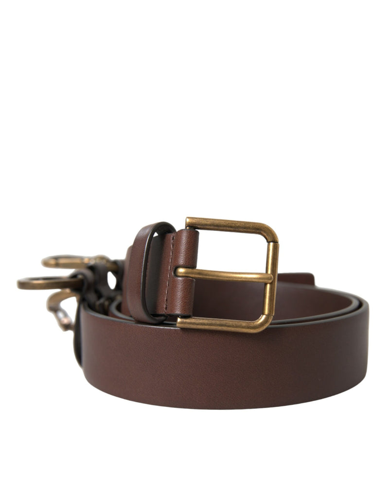 Dolce &amp; Gabbana Bruine Kalfsleren Riem met Gouden Metalen Gesp