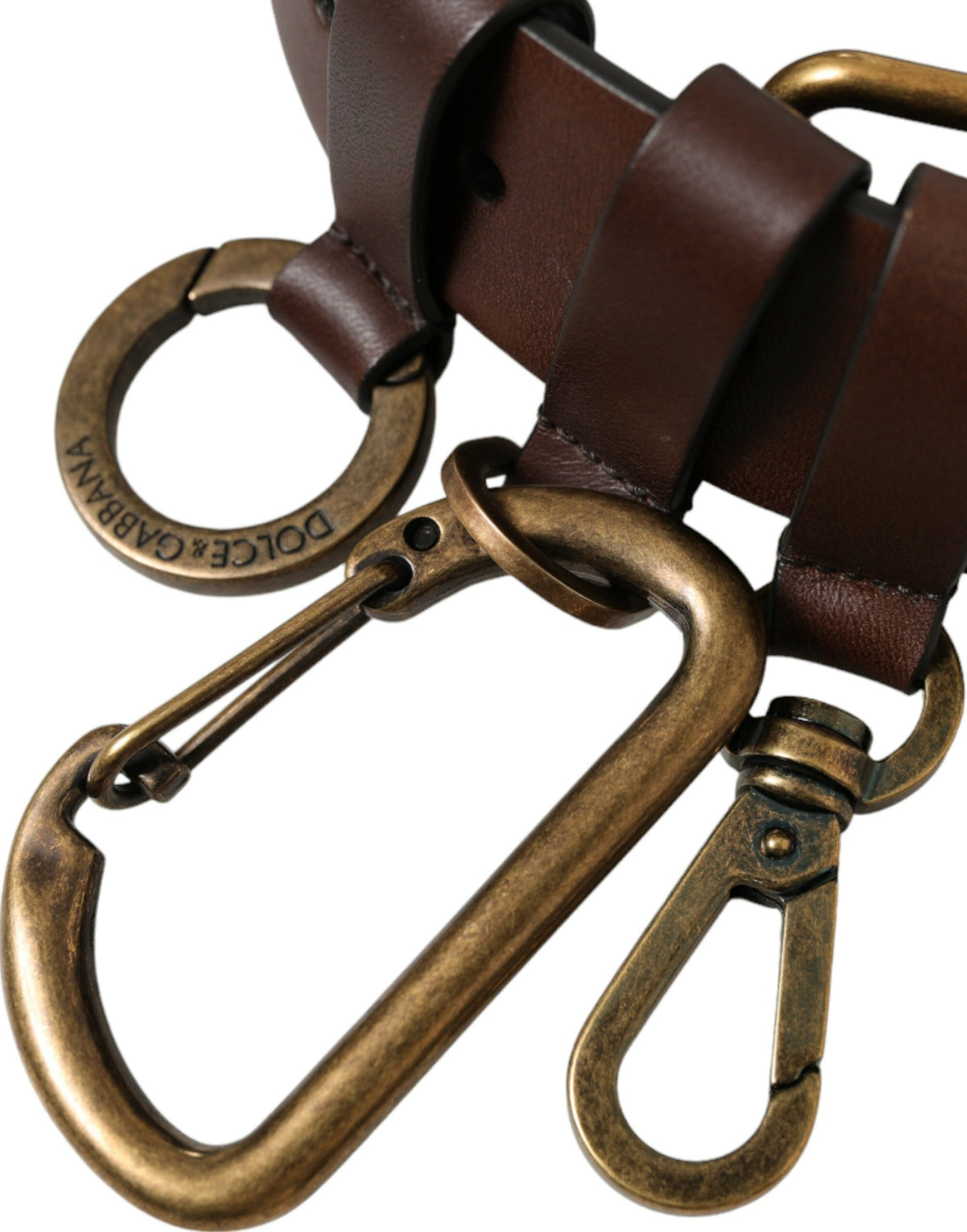Ceinture Dolce &amp; Gabbana en cuir de veau marron avec boucle en métal doré
